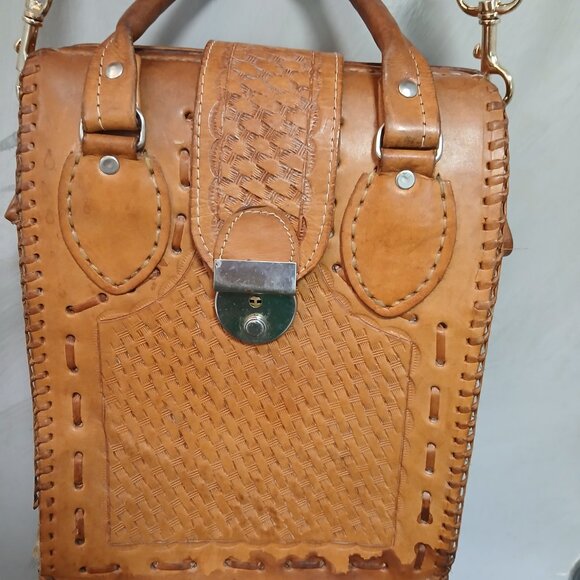 Vintage Tooled Leather Satchel - Picture 5 of 13
